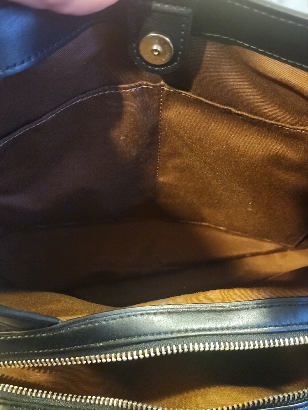 Coach Brown Signature Canvas Shoulder Bag with Black Trim - Picture 4 of 7